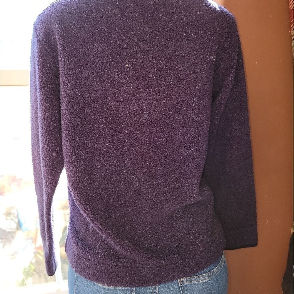 LL Bean vintage dark purple sherpa sweater - Picture 2 of 4